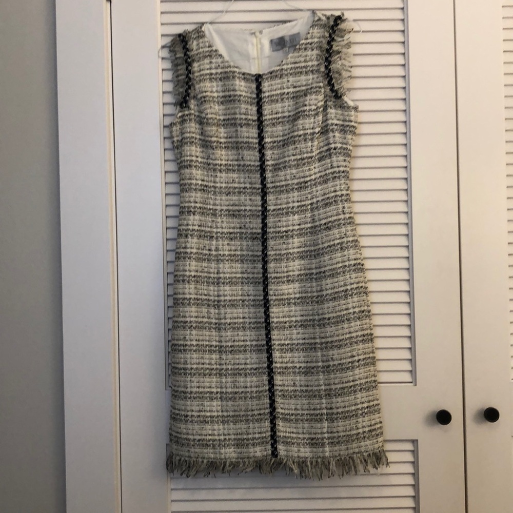 Worth Midi Dress black and white twill material